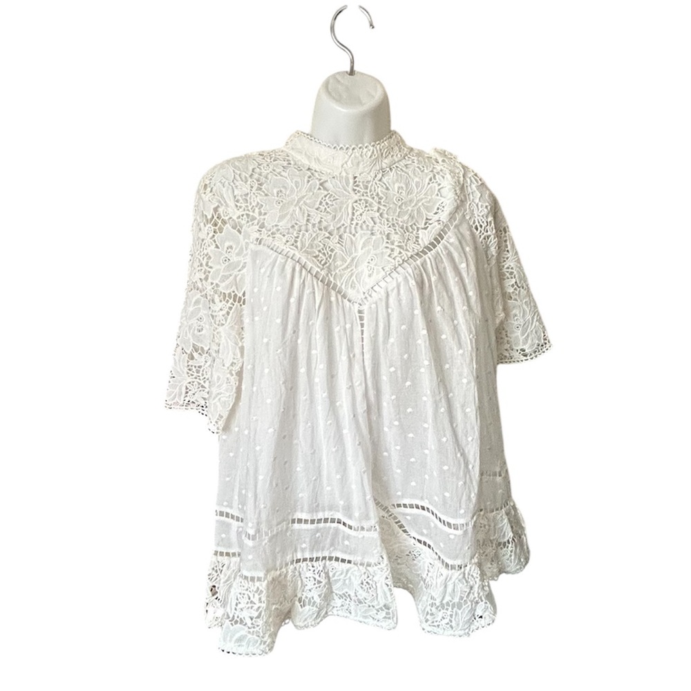 Zimmerman, White Lace Boho Blouse Cottagecore Romantic Top Size 1 (US 4-6(S)